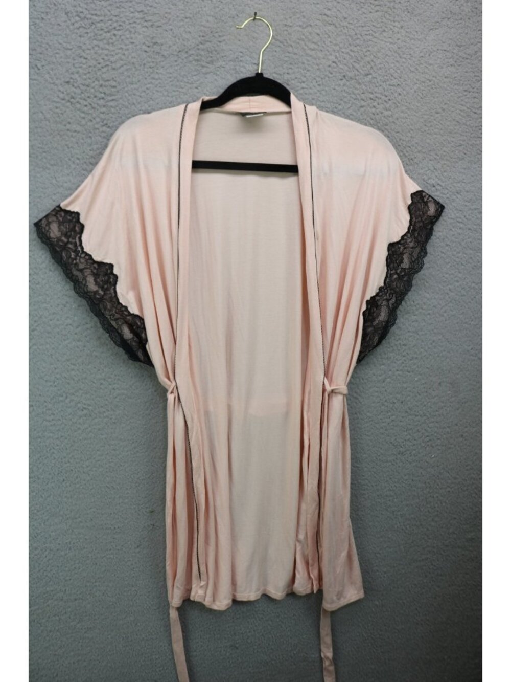 Seductivewear by Cinema Etoile Coral Black Lace Robe-Small-Belted-Soft & Cozy